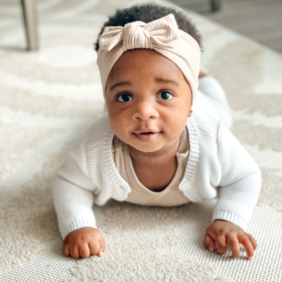 Oat Ribbed Bow Headband