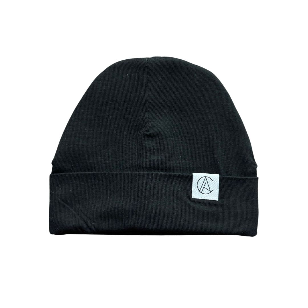 Satin Lined Jersey Beanie-Black – Aarin - Main Image