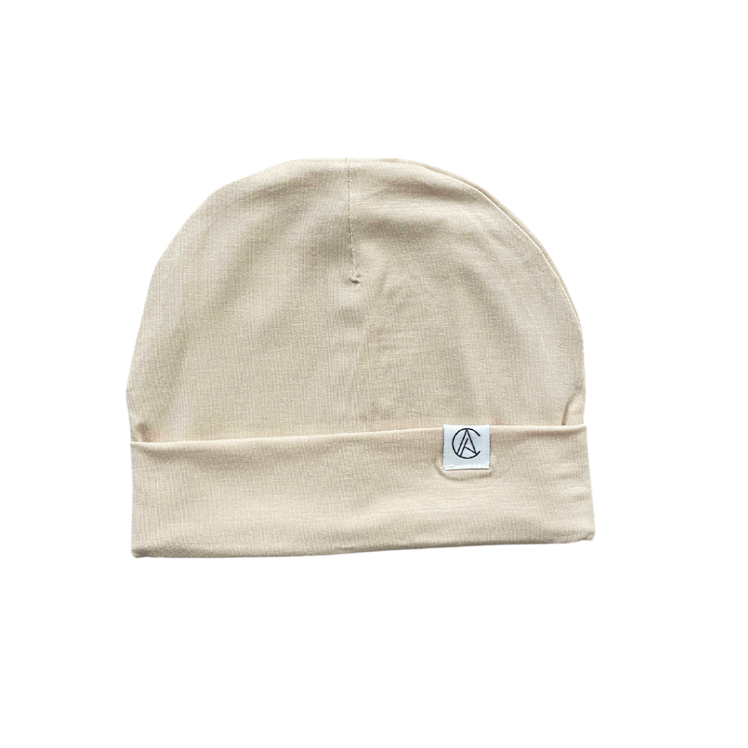 Satin Lined Jersey Beanie-Beige – Aarin - Main Image